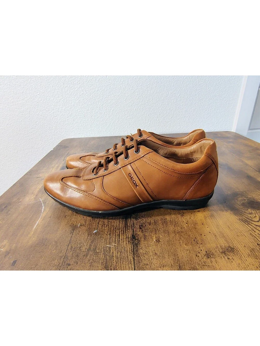 Geox Uomo Symbol Mens 45 US 12 Brown Cotto Leather Oxford Sneaker Italian Shoes